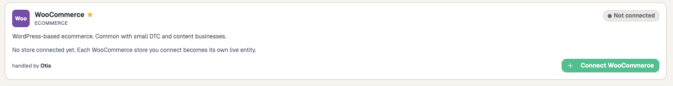 Start a WooCommerce connection from the MosoFin data source card