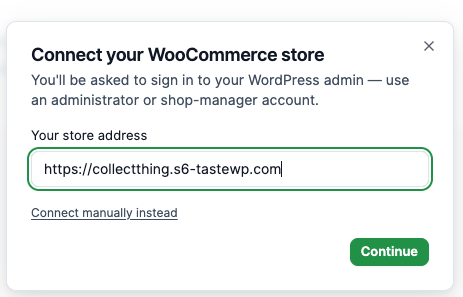 Enter the WooCommerce store address in MosoFin
